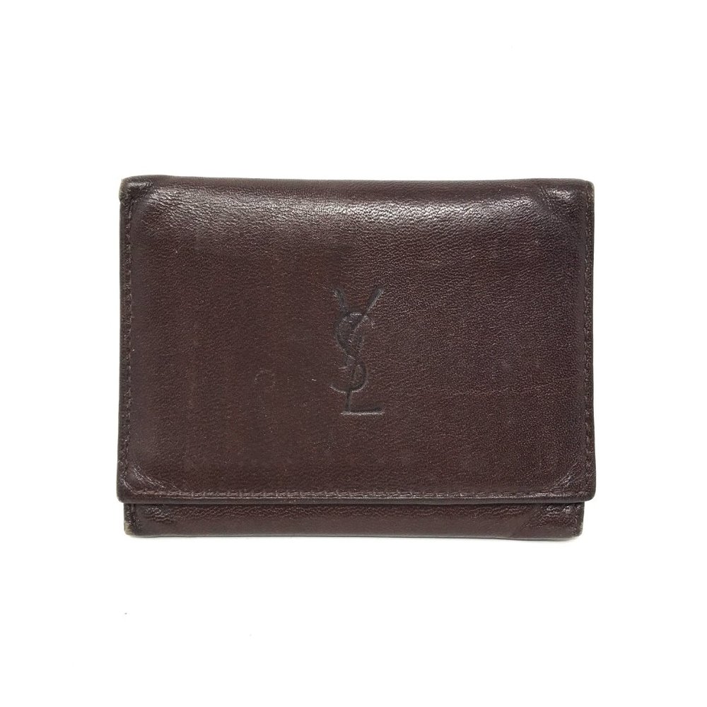 Vintage YSL Bifold Brown Aniline Cowhide Leather Wallet